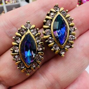 Vintage Sorrelli Elegant Gold and Purple Crystal Earrings